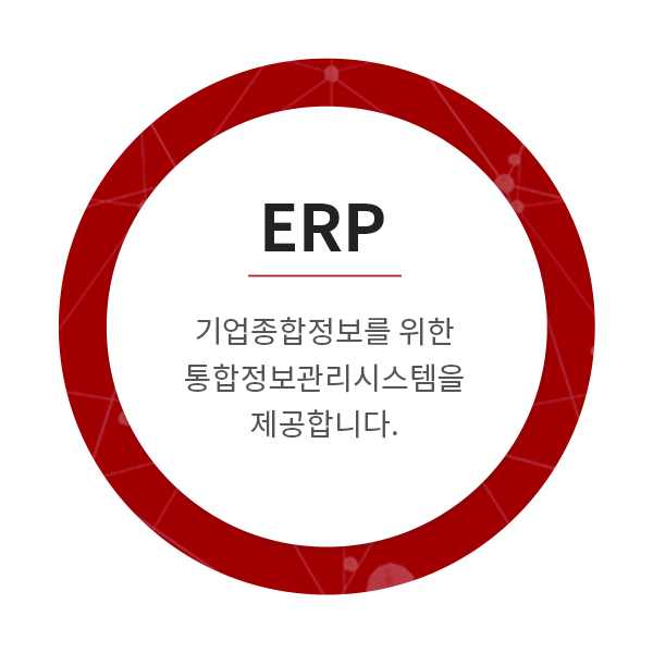 ERP - 기업종합정보를 위한 통합정보관리시스템을 제공합니다.