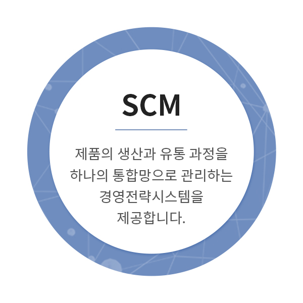 SCM - 제품의 생산과 유통 과정을 하나의 통합망으로 관리하는 경영전략시스템을 제공합니다.